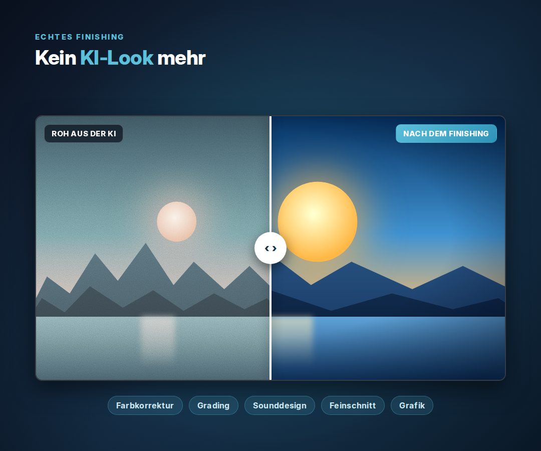 Vorher-nachher-Vergleich: links roh aus der KI, rechts nach dem Finishing