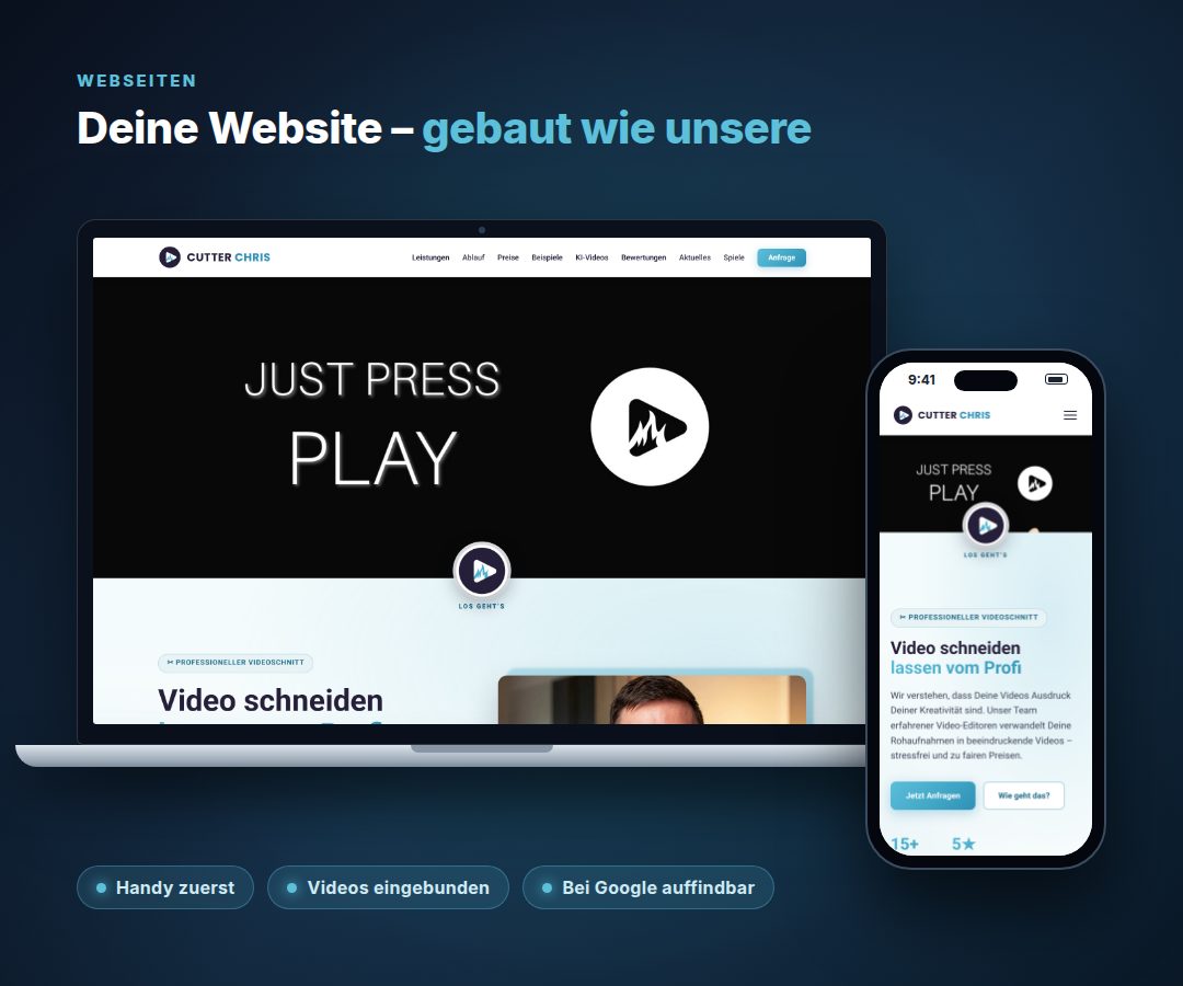 Die Website von Cutter Chris auf Laptop und Smartphone